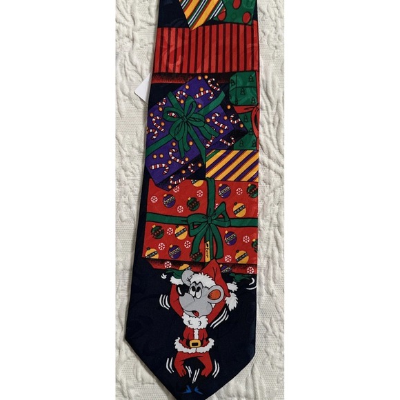 Surrey Christmas Mouse Y2K Cartoon Novelty Neck Tie Necktie Vintage Holiday NEW! - Picture 2 of 9